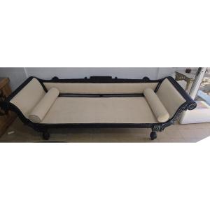 Anglo-indian Sofa In Solid Ebony, Circa 1830