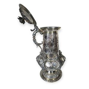 19th Century German Pitcher With Inlaid Pieces