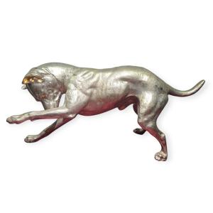 Silver-plated Bronze Dog – 19th Century