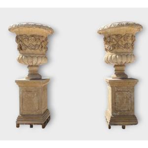Italian Marble Garden Vases – 1980s 200cm