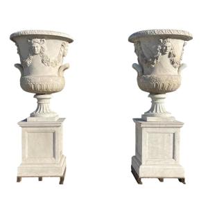 Italian Marble Garden Vases – 1980s Du 200 Cm