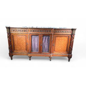 Large Mahogany And Gilt Bronze Sideboard With Marble Top – Circa 1900