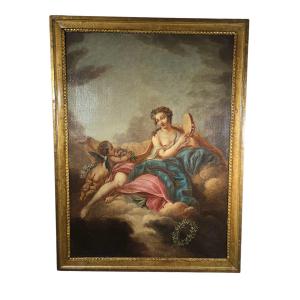 Circle Of François Boucher – "venus And Cupid" – Oil On Canvas – 18th Century