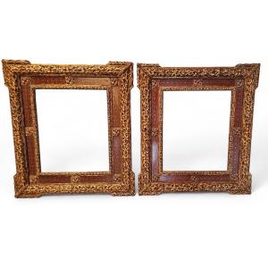 Pair Of 19th-century Renaissance-style Frames – Carved And Painted Wood