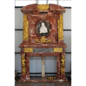 Italian Marble Fireplace With Bronze Ornaments, 360 Cm