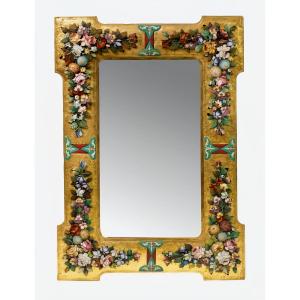 19th Century Venetian Micro-mosaic Mirror With Gilt Wood Frame