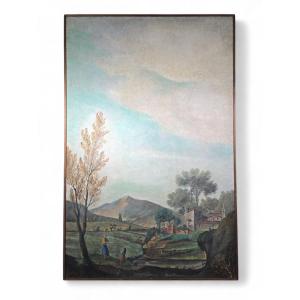 19th Century Italian Oil On Canvas – Pastoral Scene