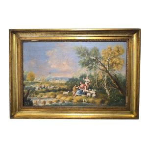 18th Century Italian Oil On Canvas – Pastoral Scene