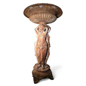 French Cast Iron Garden Fountain Depicting The Three Graces