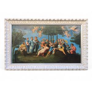 19th-century Oil On Canvas Depicting A Scene Of Classical Greek Bacchanalia