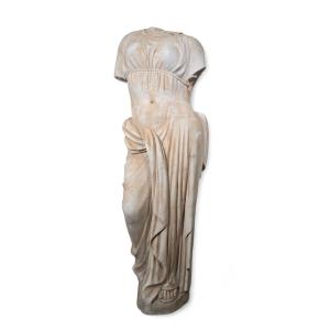 Marble Statuette In The Classical Greek Style Depicting A Toga, Early 20th Century