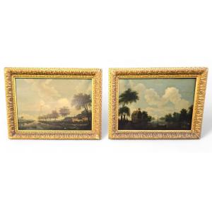 Pair Of Oil Paintings On Panel, French School, 19th Century