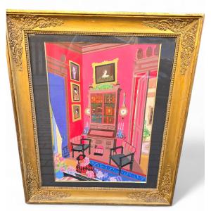 Watercolor Depicting A Clown Playing The Piano, Signed A. Tilman, 1980