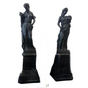 Set Of Four Large Cast Iron Sculptures Representing The Four Seasons — Italy, Years