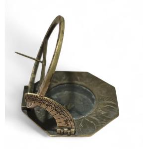 18th Century Octagonal Brass Sundial, Signed “johan Schrettegger, Augsburg”.