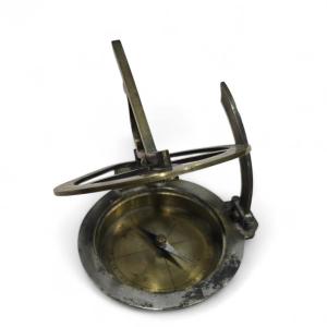 19th Century Silvered And Engraved Bronze Portable Sundial
