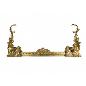 Adjustable Gilt Bronze Fireplace Screen, France, 19th Century