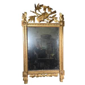 18th-century French Mirror In Gilded Wood With Original Glass