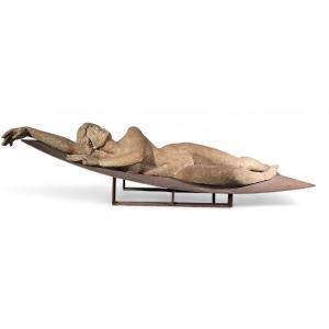 Large Signed Terracotta Sculpture, Depicting A Reclining Woman, By Mañosa, 1970