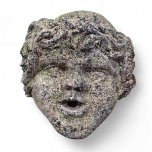 19th-century Vicenza Stone Fountain Spout In The Shape Of A Child's Head