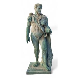 Monumental Bronze Sculpture Of Hercules, Early 20th Century, After The Farnese Model