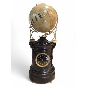 An  19th-century Rotating Globe Clock, Signed Ludwig Julius Heymann And