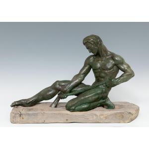 Jean De Roncourt (1869–1937) Art Deco Sculpture In Patinated Bronze