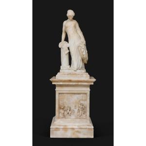 Grand Tour Of Italy, 19th Century – Greek Alabaster Sculpture Of Sappho After James Pradier