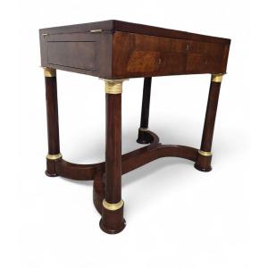 French Games Table From The 19th Century, Circa 1830, With Chess, Mahjong And Backgammon Sets