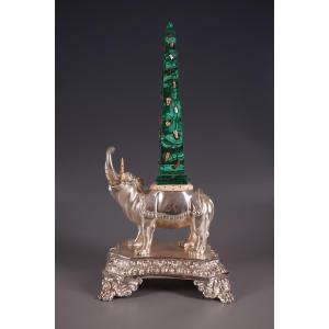 Elephant With Obelisk, England, 19th Century, Signed