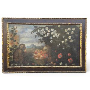 18th Century Oil On Canvas, Majorcan School, Depicting A Monkey, Original Frame