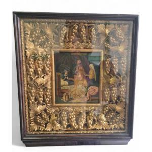 Large 19th Century Orthodox Icon With Gilded Vine Frame