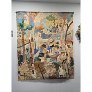 Large Wall Tapestry By Antonio Sereix Codina, Signed