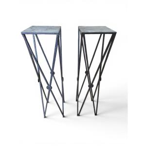 Pair Of Classic-style Wrought-iron Pedestals, 1950s