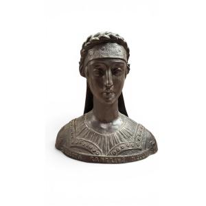 Bronze Bust Of A Classical Woman, Grand Tour Style, 20th Century