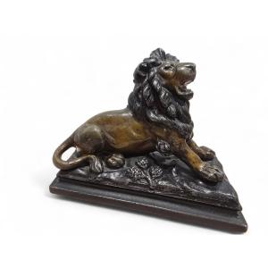 19th-century Viennese Bronze Lion, Cold-painted And Signed 