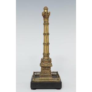 Roman Column From The Grand Tour, 19th Century, In Wrought Bronze