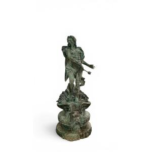 Bronze Fountain Of Neptune (poseidon), Naples, Italy, 1980s