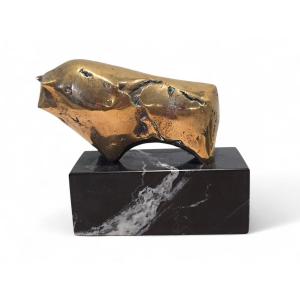 Modern Bronze Bull Sculpture, Signed And Numbered, On A Marble Base