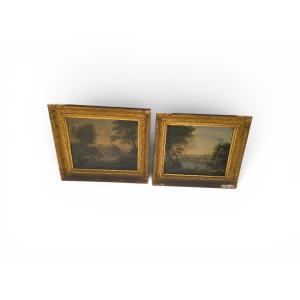 Pair Of 19th-century Views Of Rome, Framed In Their Original Gilded Wood Frames