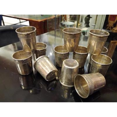 Series Of 12 Timbales Sterling Silver, XIXth Century