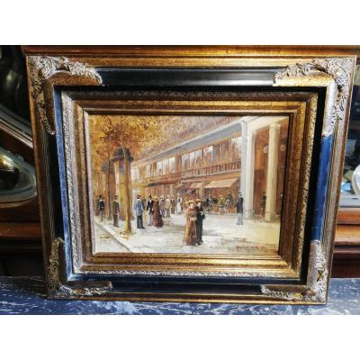 Oil On Canvas View Of Paris