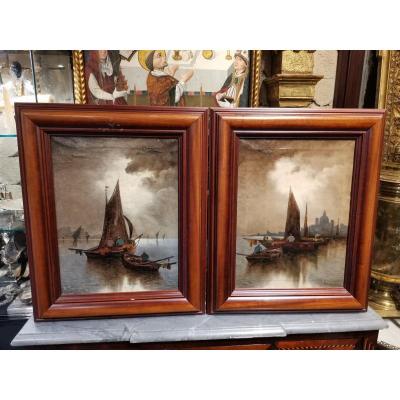 Pair Of Frame From XIX Eme Oil On Canvas