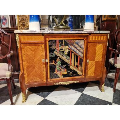 Chinese Lacquer And Marquetry Buffet Commode