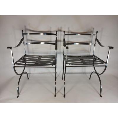 Pair Of Wrought Iron Armchairs From Donkeys 70