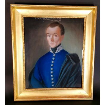 Portrait Of Officer Pastel XIX Eme