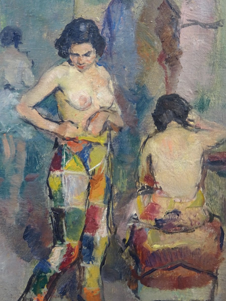 Dipinto “ Prova costume con nudo femminile”, Carlo CHERUBINI anni ’50-photo-2
