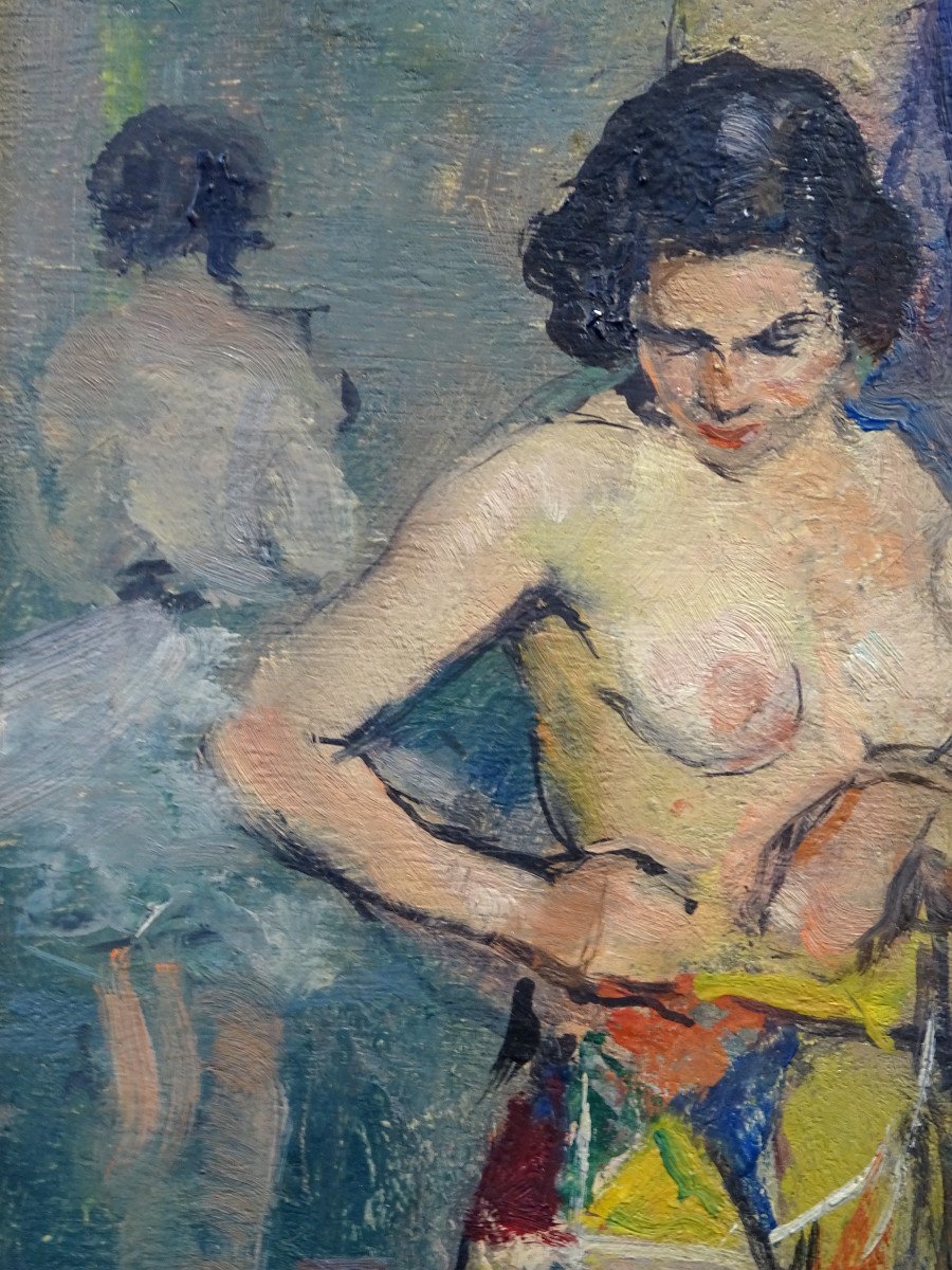 Dipinto “ Prova costume con nudo femminile”, Carlo CHERUBINI anni ’50-photo-4