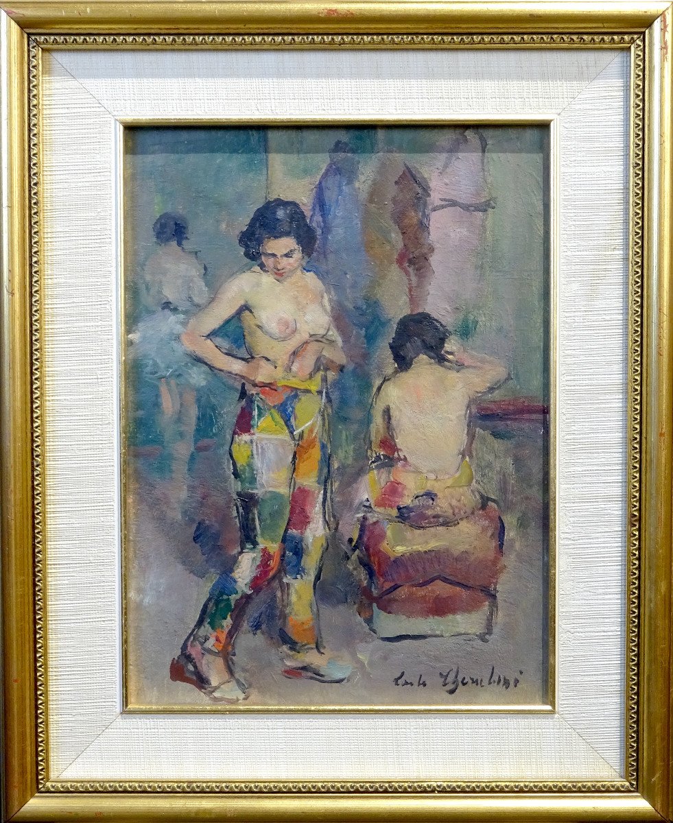 Dipinto “ Prova costume con nudo femminile”, Carlo CHERUBINI anni ’50