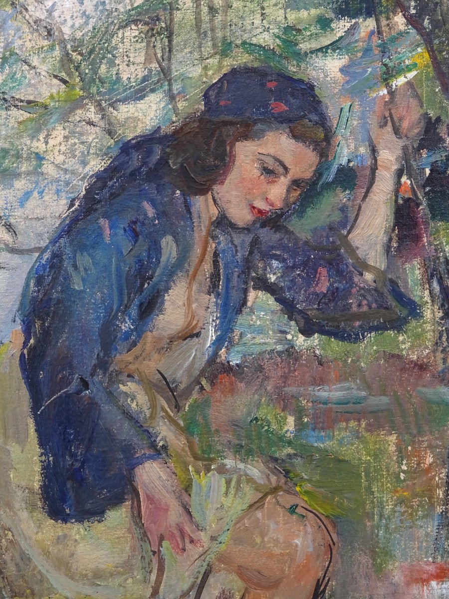 Dipinto "Figura femminile nel ruscello", Carlo CHERUBINI anni ’50-photo-1